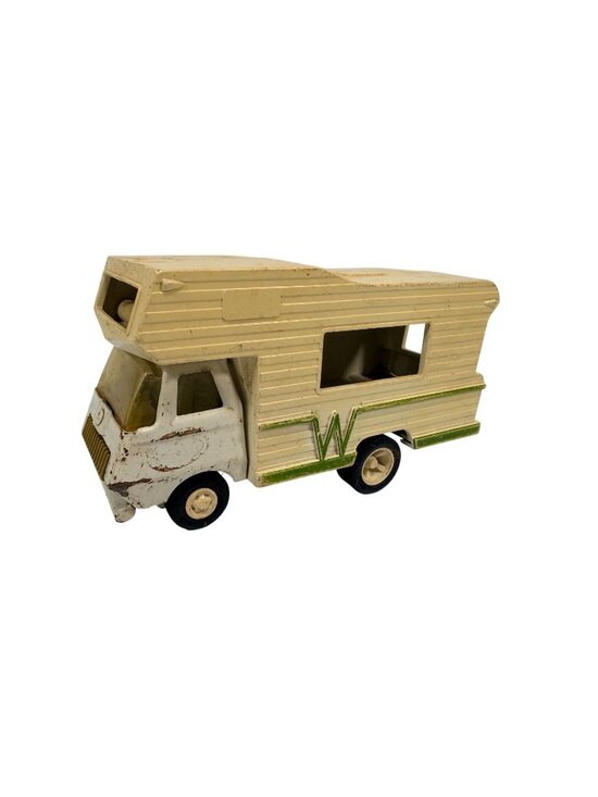 Winnebago Other - Vintage White Plastic Winnebago Toy Camper With Green Trim & Opening Rear Door